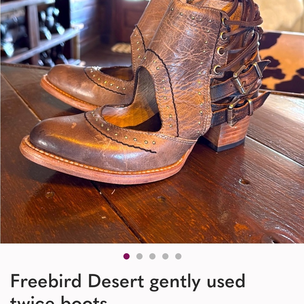 Freebird Brown Leather Heeled Boots